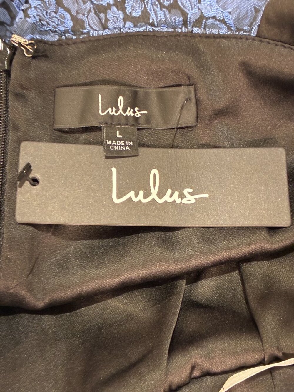 LULUS Sophisticated Celebration Mini Dress Sleeveless Floral Jacquard Blue L - Picture 5 of 14